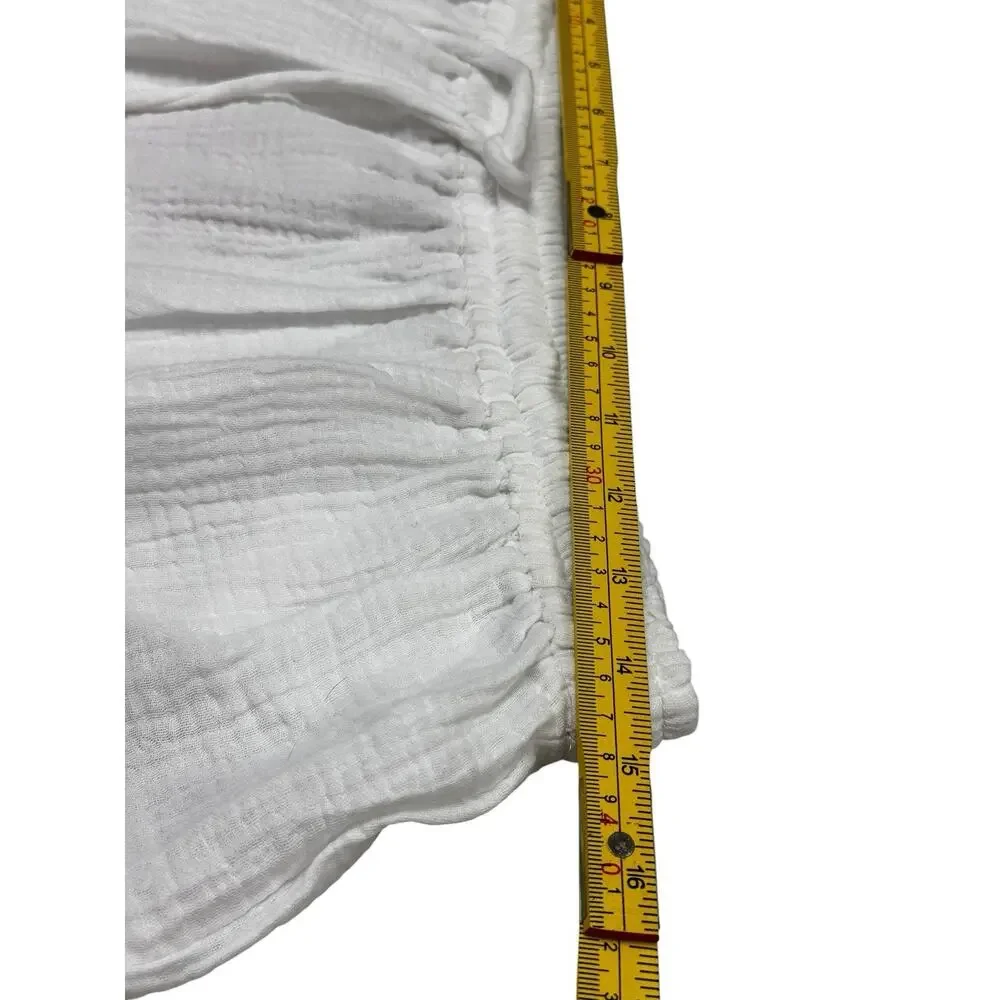 Philosophy Republic White Crinkle Cotton Gauze Tiered Midi Skirt Medium NWT